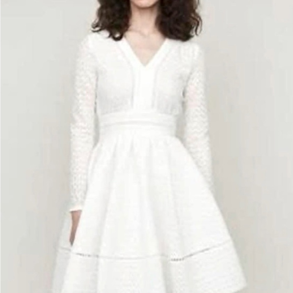 Maje White Long Sleeve Dress size 1. Equivalent to a size US size 2